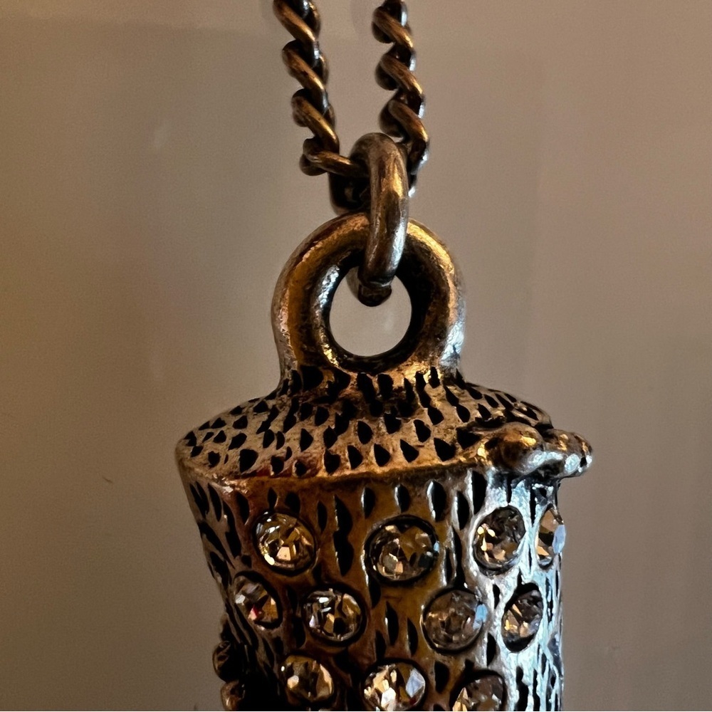 THE KOOPLES Horn Pendant Necklace Rhinestone Pavé Talon Statement Chain - Picture 7 of 11